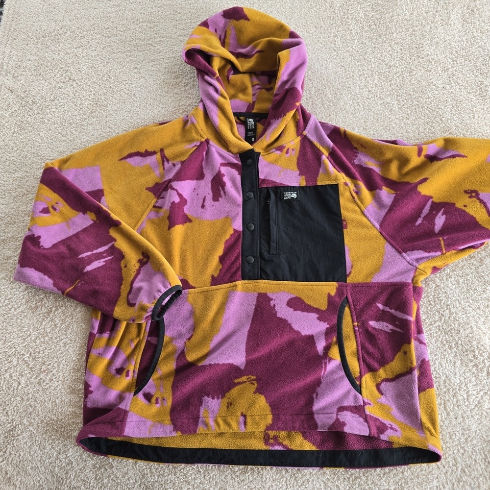 Mountain Hardwear Women's Microchill Snap Neck Pullover Hoodie Lilac Glow Snow M